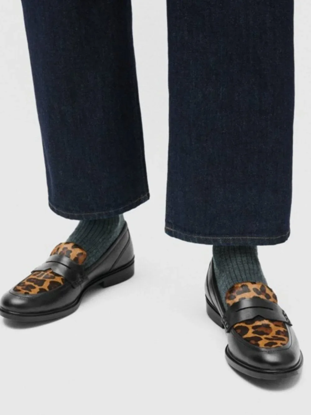 Ecco Dress Classic 15 Penny Loafers Slip On Black Leopard Size 39 US 8 - 8.5 NEW